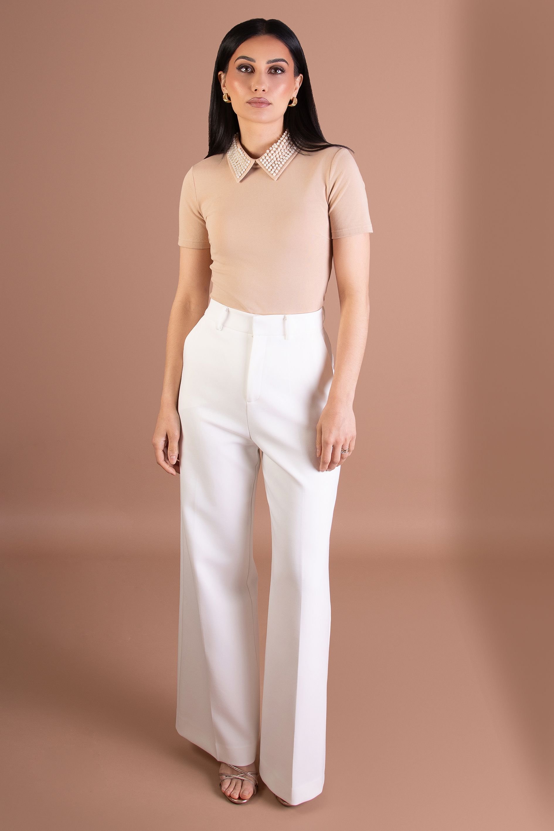 BALOU BALOU Women's Pearl Collar Top Nude - 3