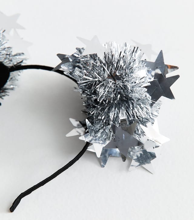 New Look Silver Christmas Tinsel and Star Headband New Look - 3
