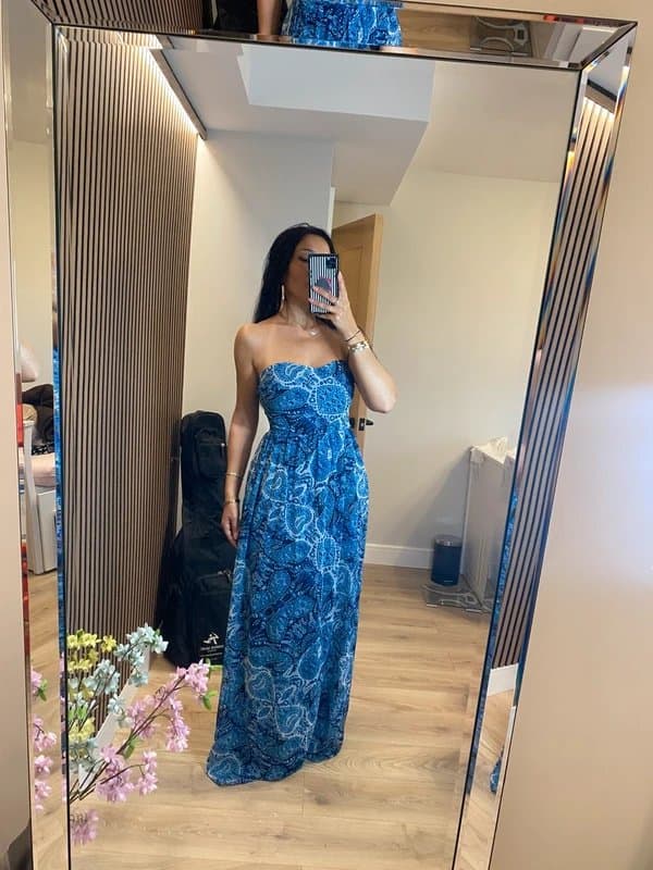 Bershka New With Tags Blue Paisley Maxi Dress Size M/ MEX 28– Removable Straps