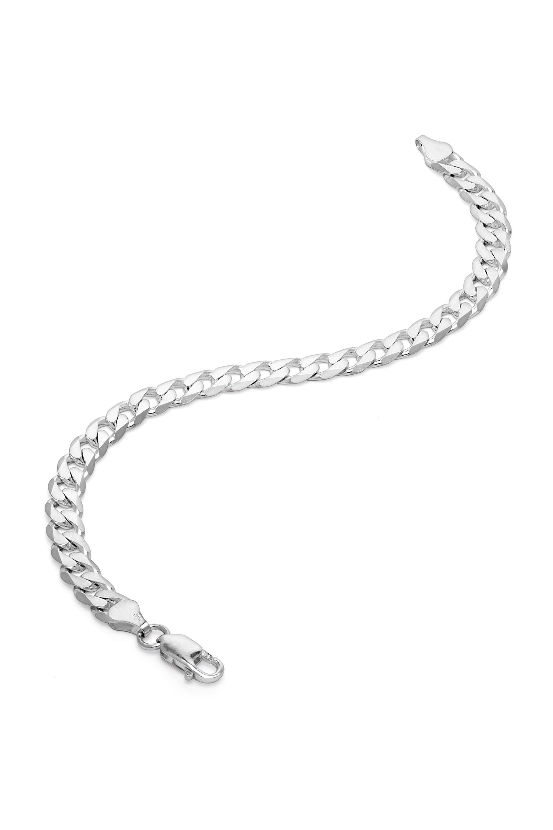The Fine Collective The Fine Collective Men's Sterling Silver Curb Chain (7mm) Bracelet 8 inch