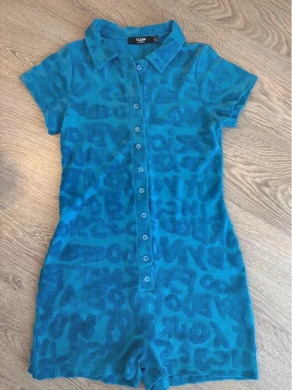 Jaded London Turquoise Embossed Playsuit Size 10