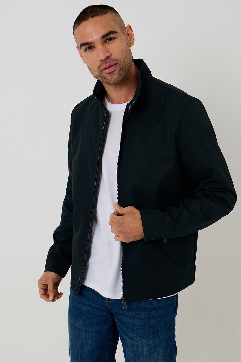Threadbare Threadbare Men's Showerproof Zip Up Harrington Jacket in Navy