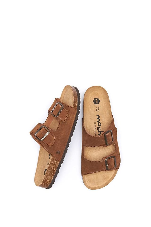 Moshulu Moshulu Men's 'Munich Suede' Suede Cork Mule Sandals in Tan - 2
