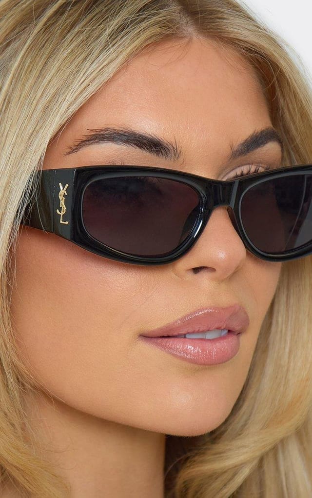 EGO Side Logo Thick Framed Tinted Lense Sunglasses In Black, Women's Size UK 0 - 2