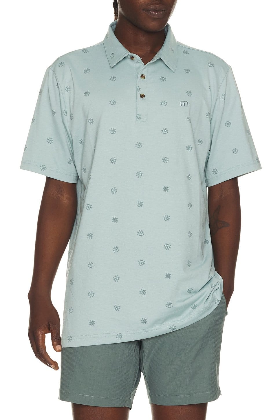 Revolve Mint Green Floral Jersey Polo