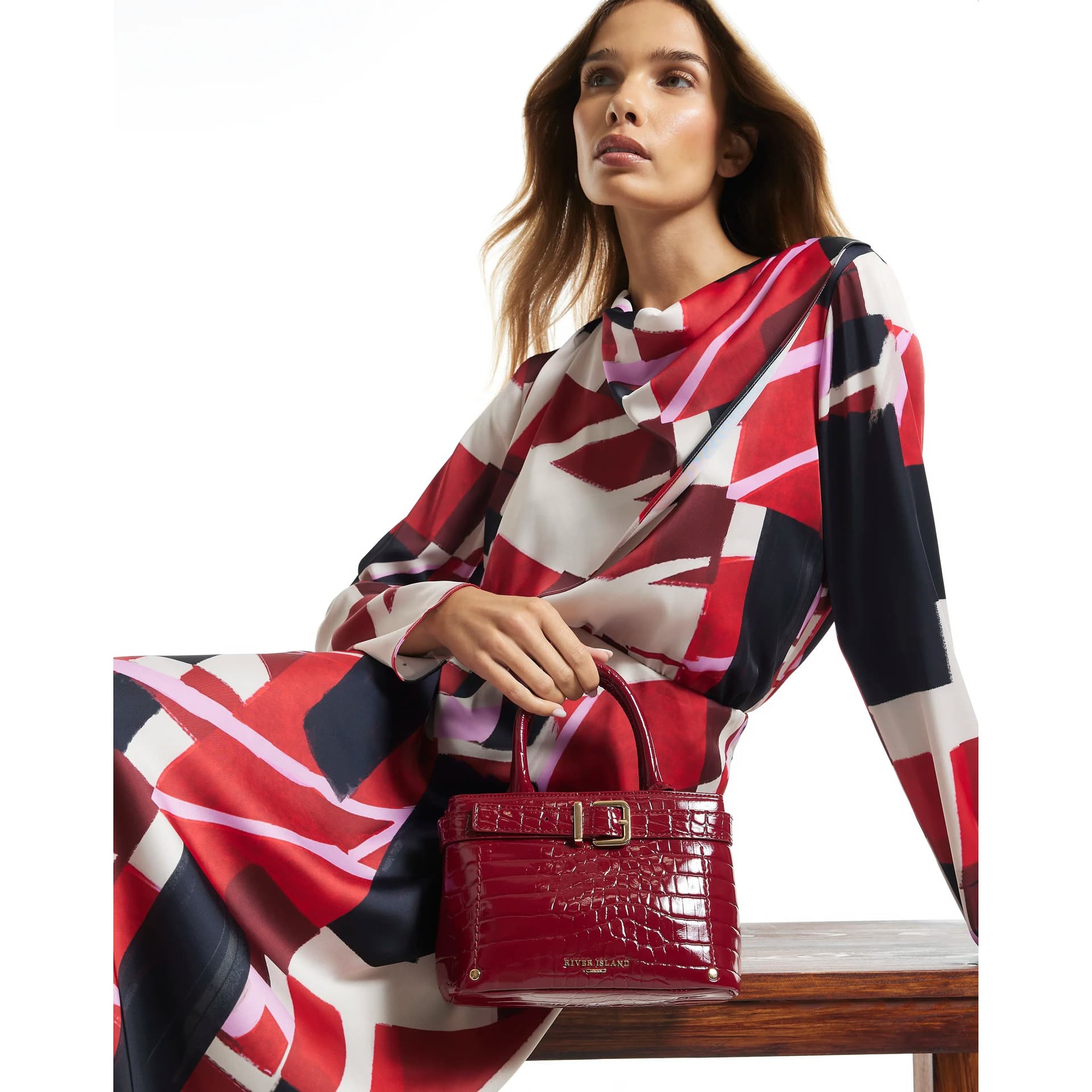 River Island River Island Womens Red Belt Front Mini Tote Bag