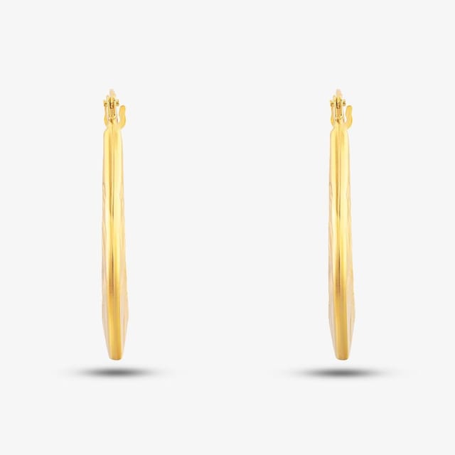 T.H.Baker T.H.Baker Women's 9ct Yellow Gold Patterned Oval Creole Earrings UER120Y - 2