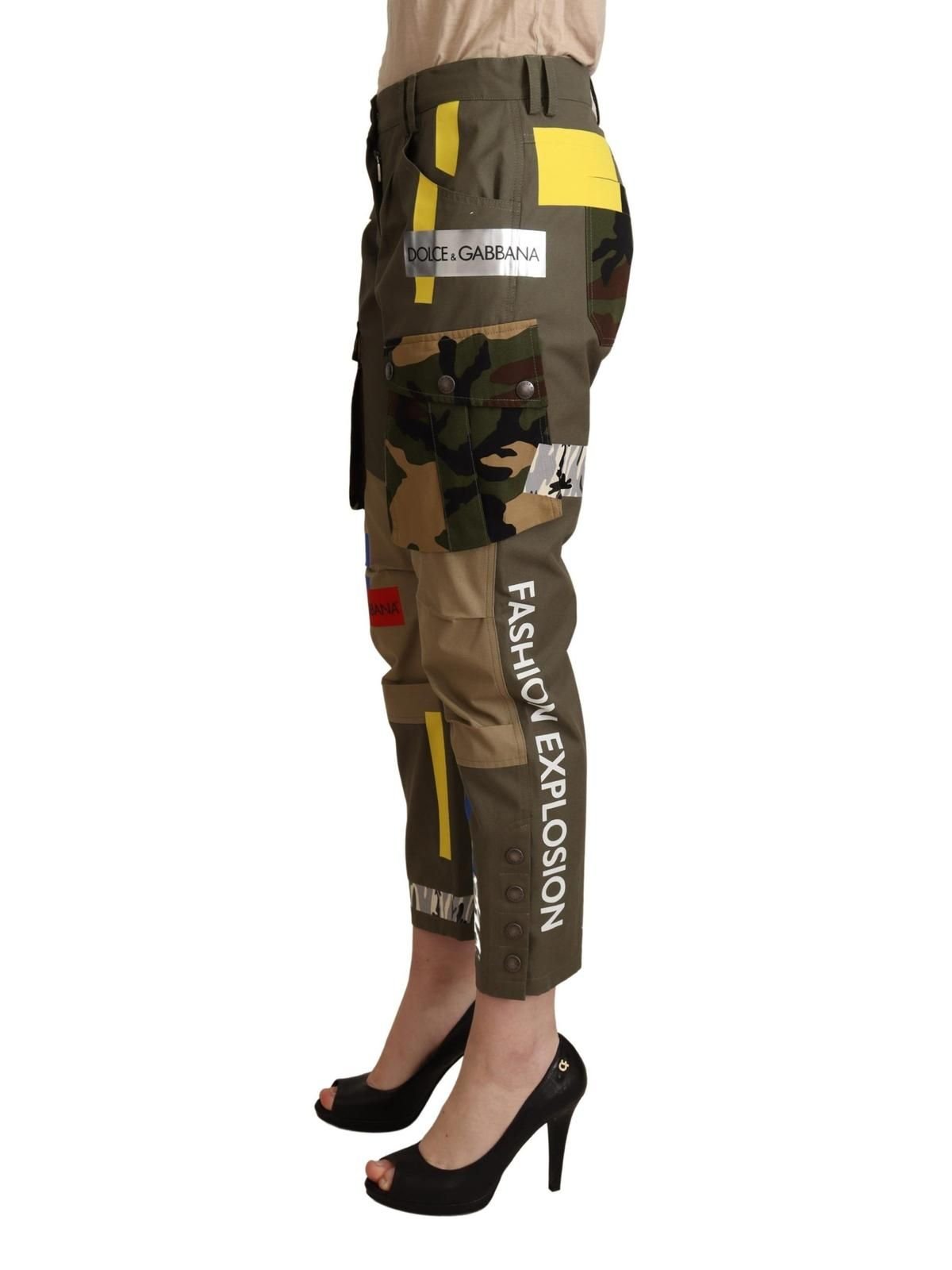 Dolce & Gabbana Dolce & Gabbana Women's Green Military Cargo Trouser Cotton Pants - 2