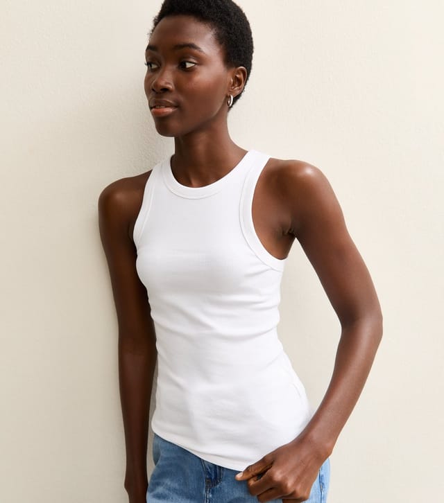 New Look Women's Tall White Ribbed Racerback Vest New Look - 2