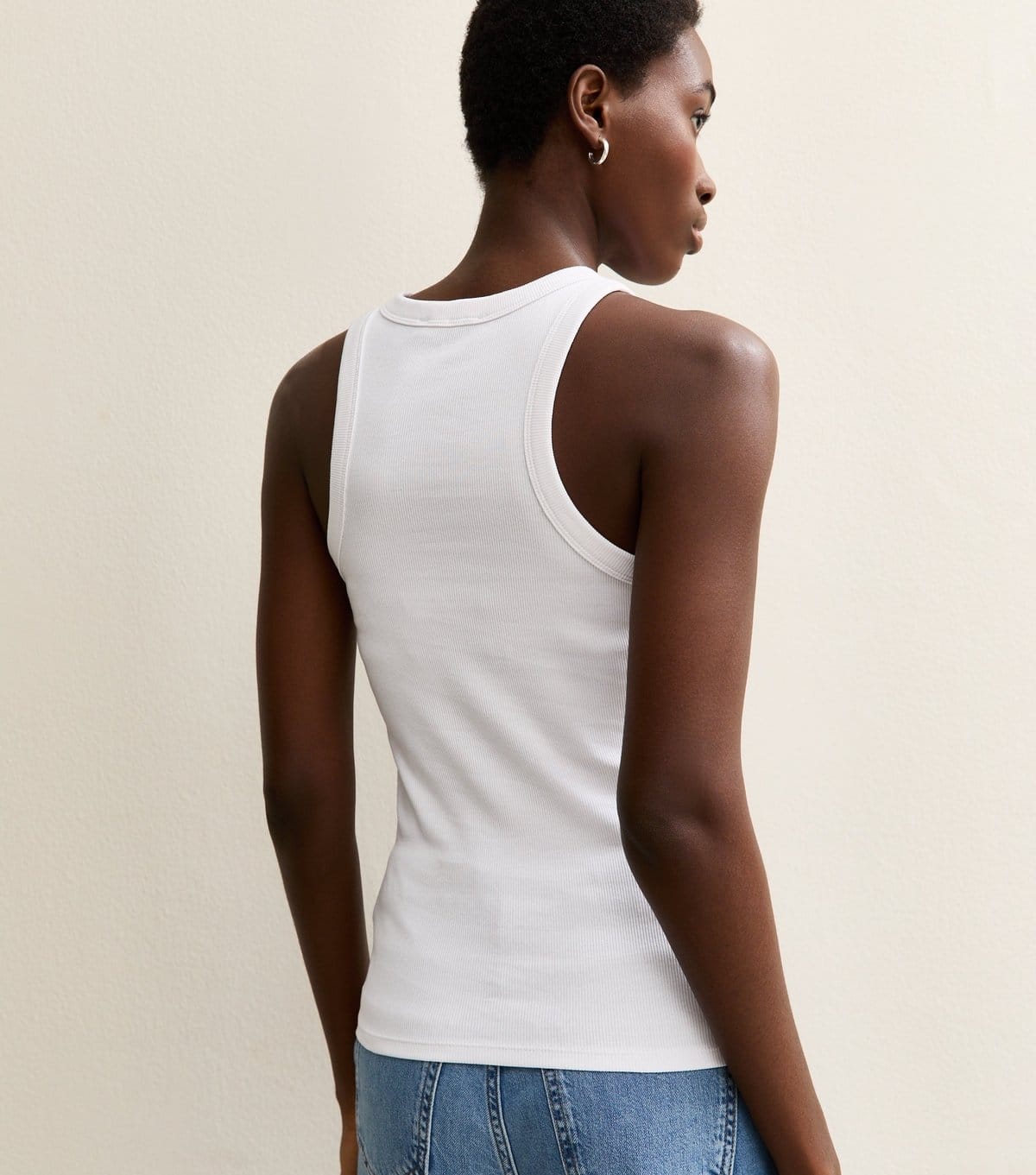 New Look Women's Tall White Ribbed Racerback Vest New Look - 4