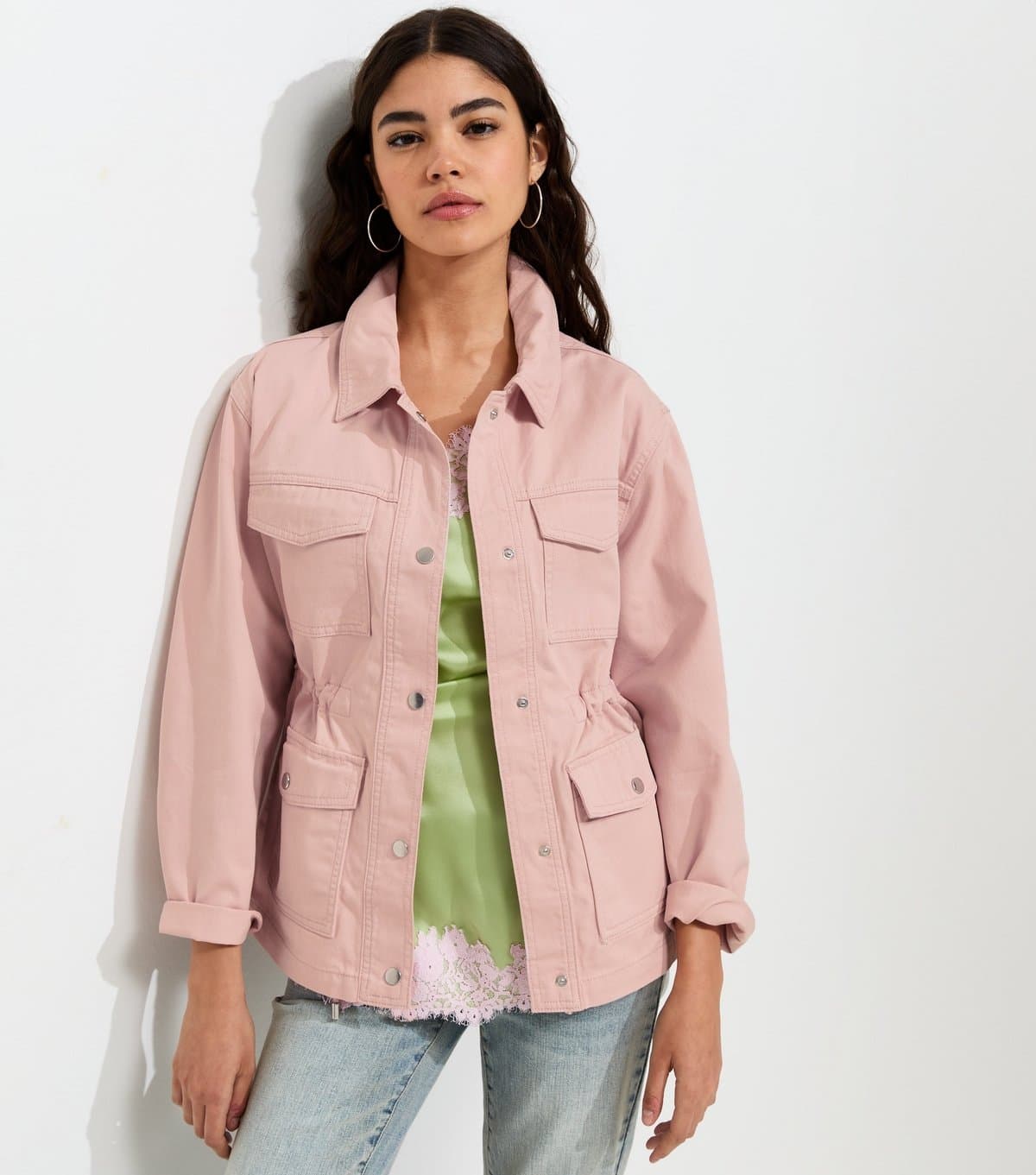 New Look Women's Pink Four Pocket Shacket New Look