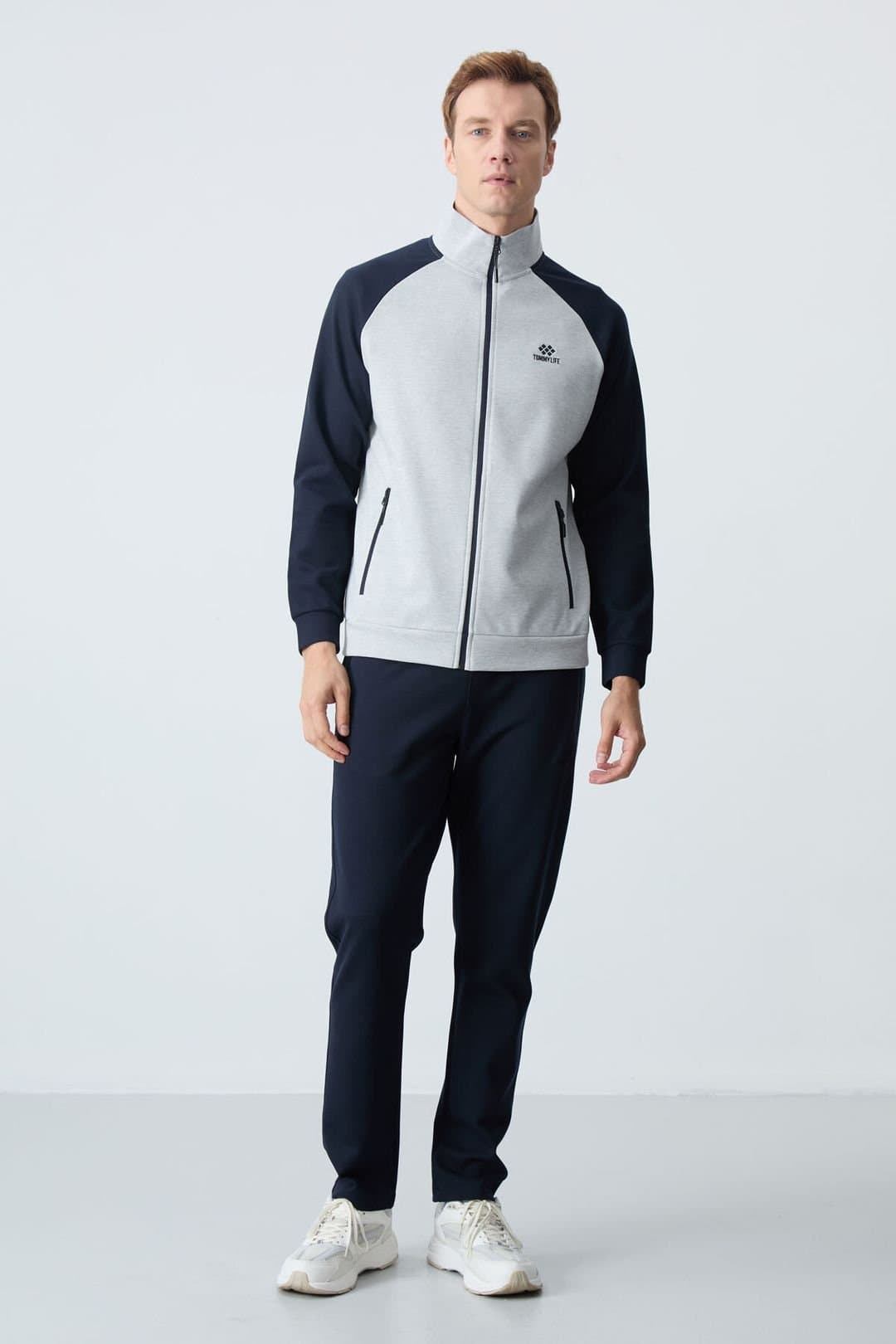 Tommy Life Tommy Life Men's Color-blocked Knit Active Set in Light Grey