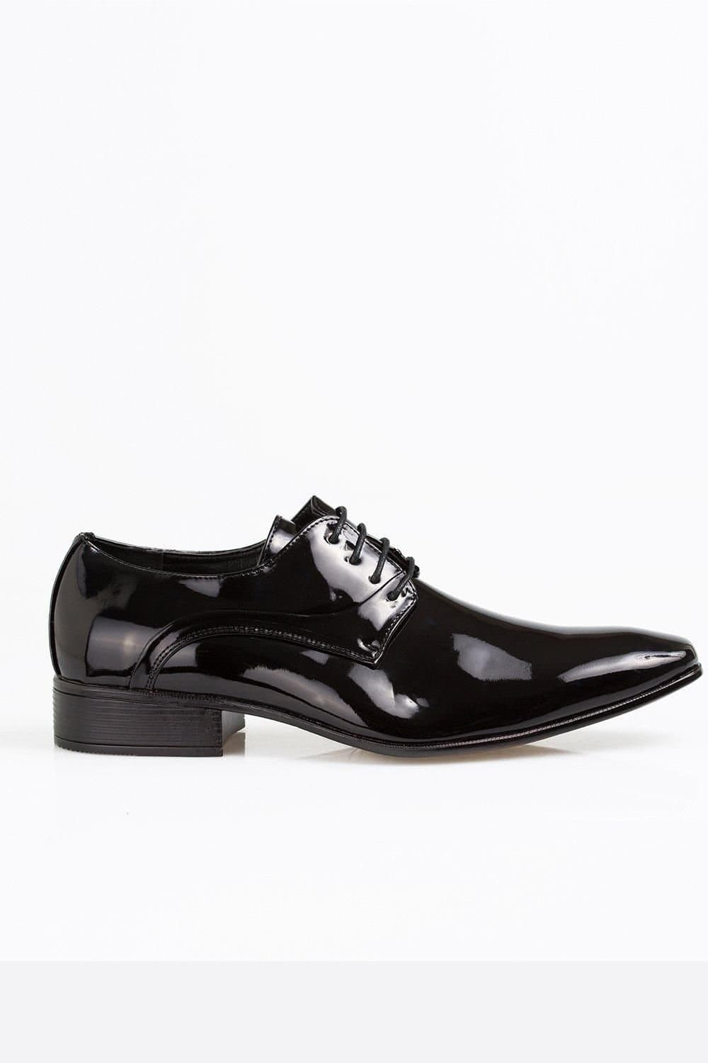 KRISP KRISP Men's Mens Lace Up Patent Oxford Derby Dress Shoes in Black