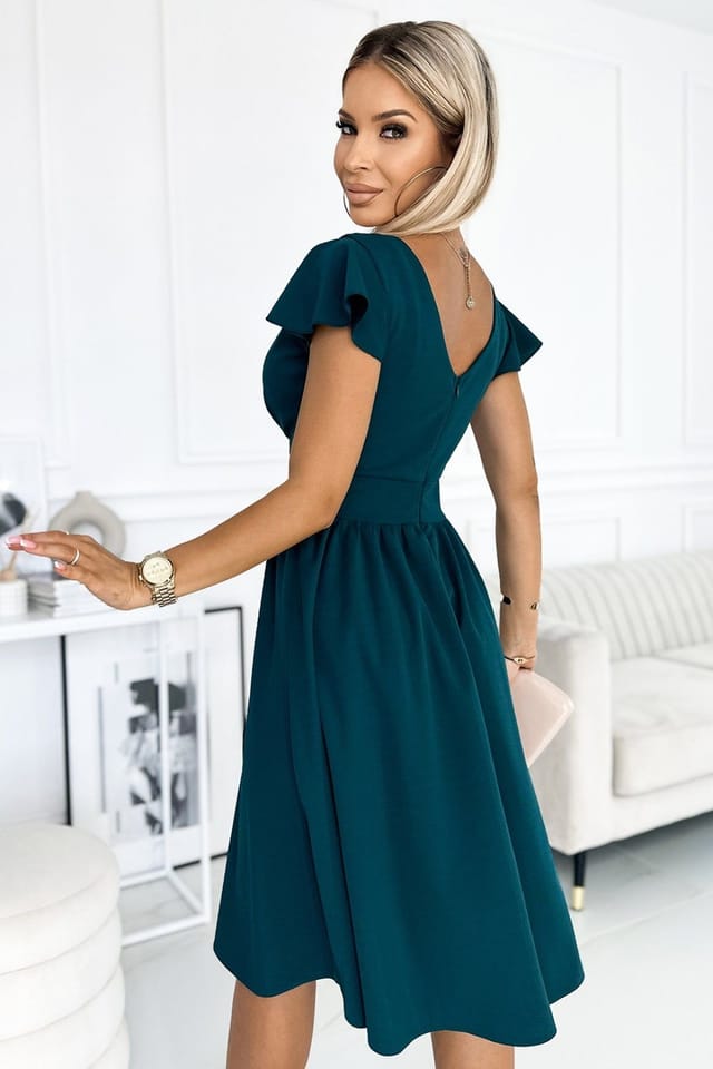 Love Lace Love Lace Women's Green Flared Envelope Evening Dress - 3