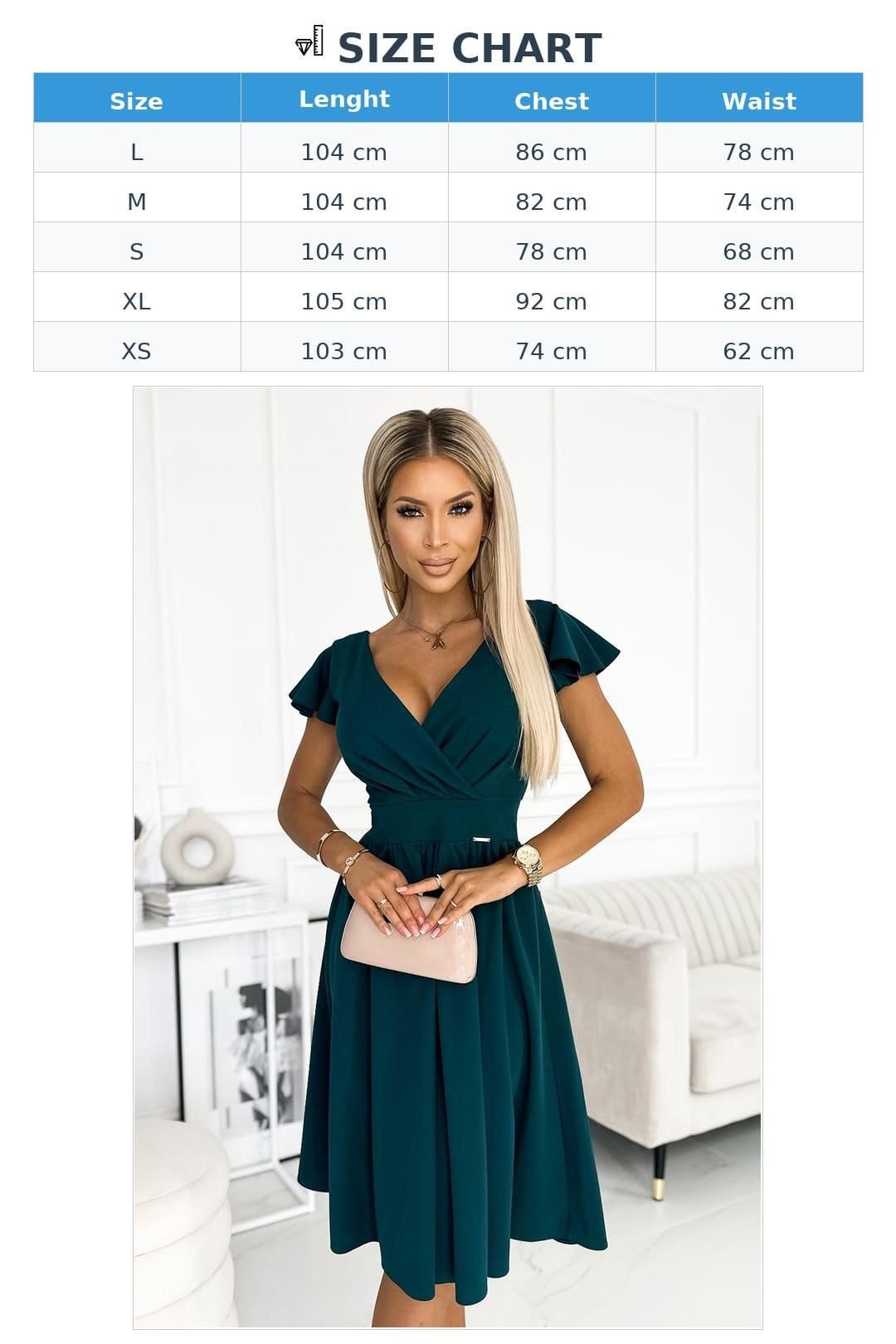 Love Lace Love Lace Women's Green Flared Envelope Evening Dress - 4
