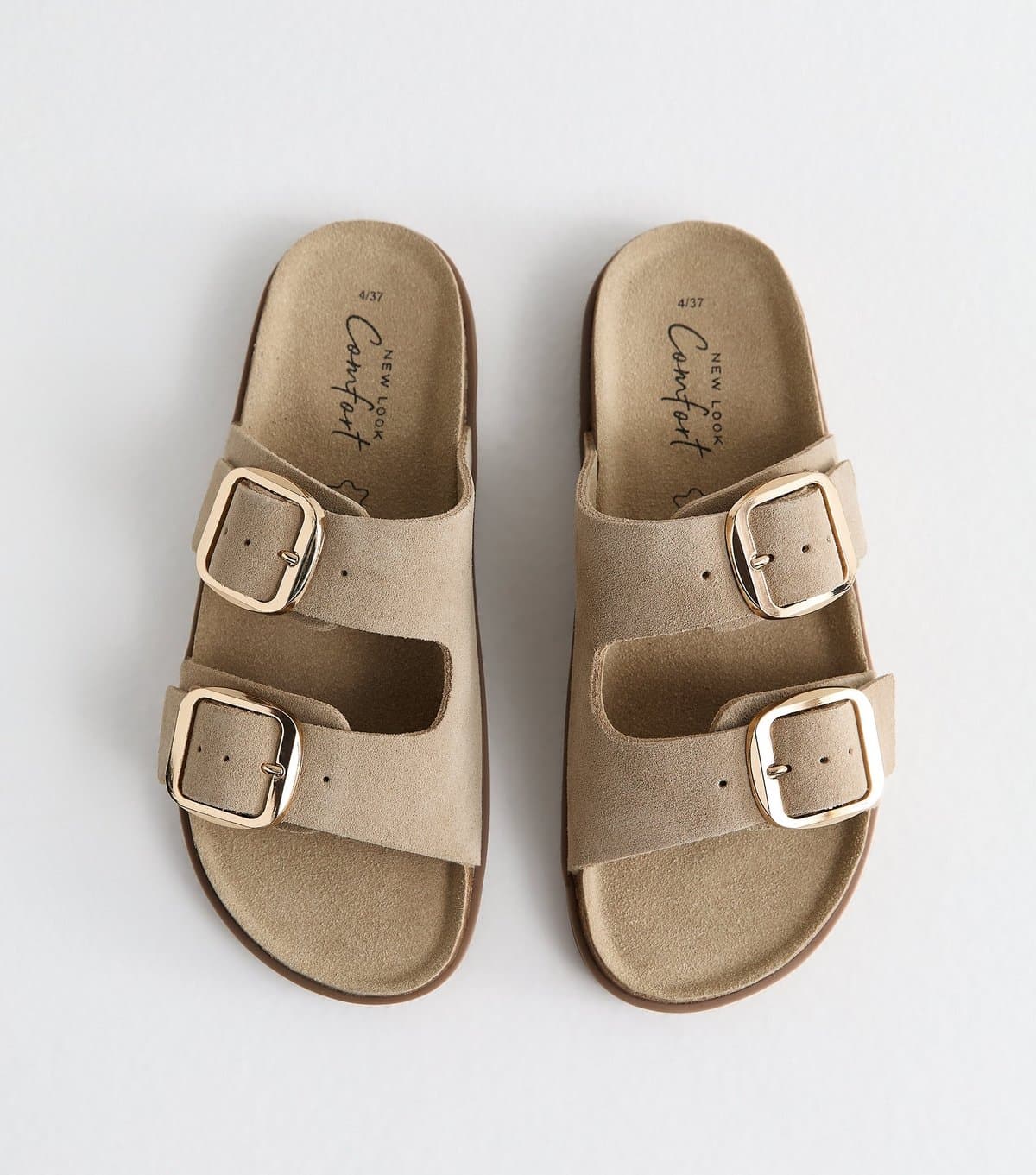 New Look Women's Premium Real Leather Off White Real Suede Buckled Strap Sandals New Look