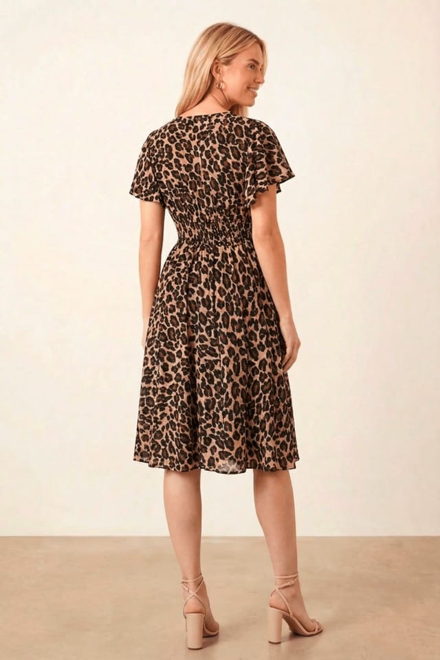 Style Cheat Style Cheat Women's Brown Animal V Neck Mini Dress - 3