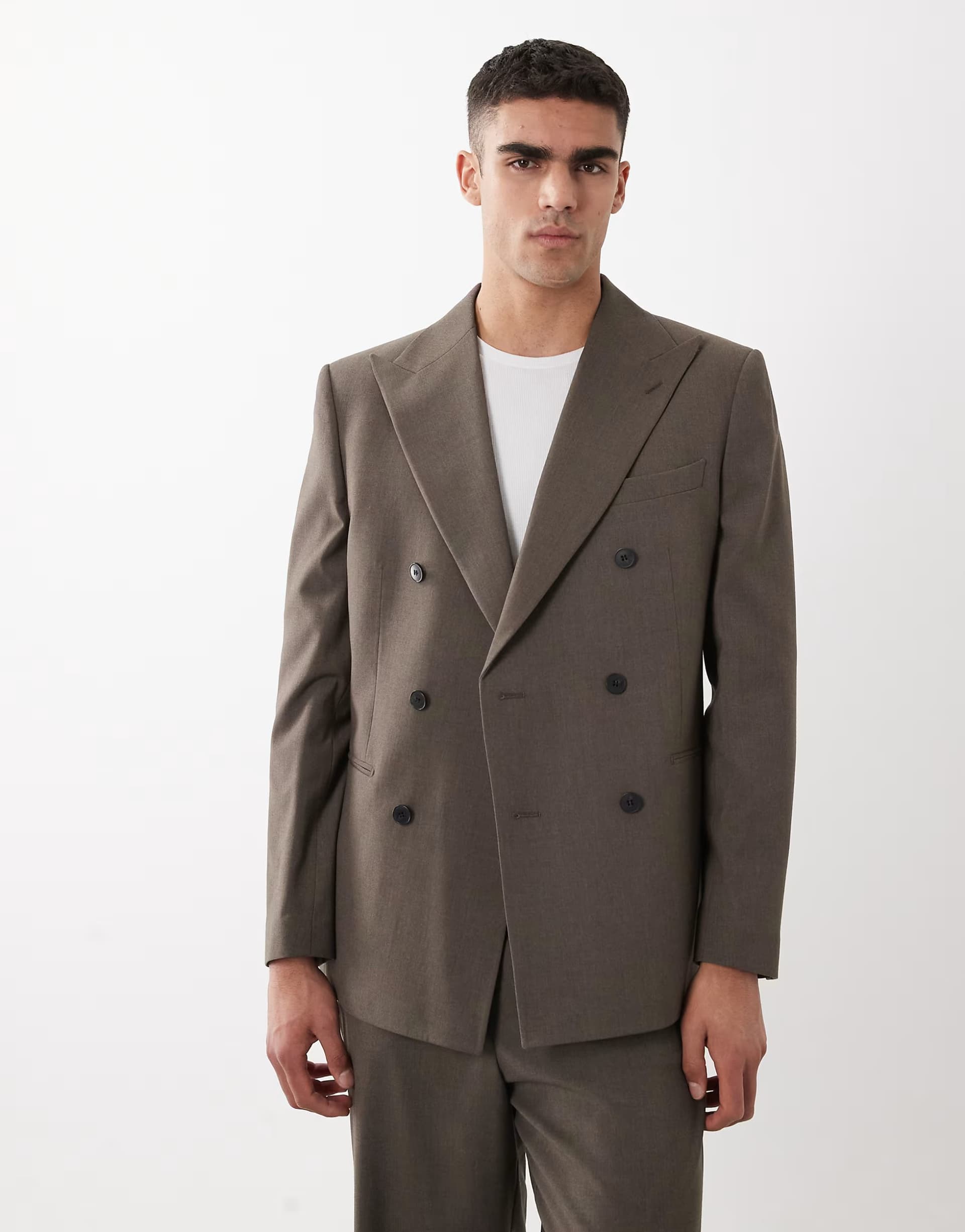 ASOS ASOS DESIGN regular double breasted suit jacket in khaki