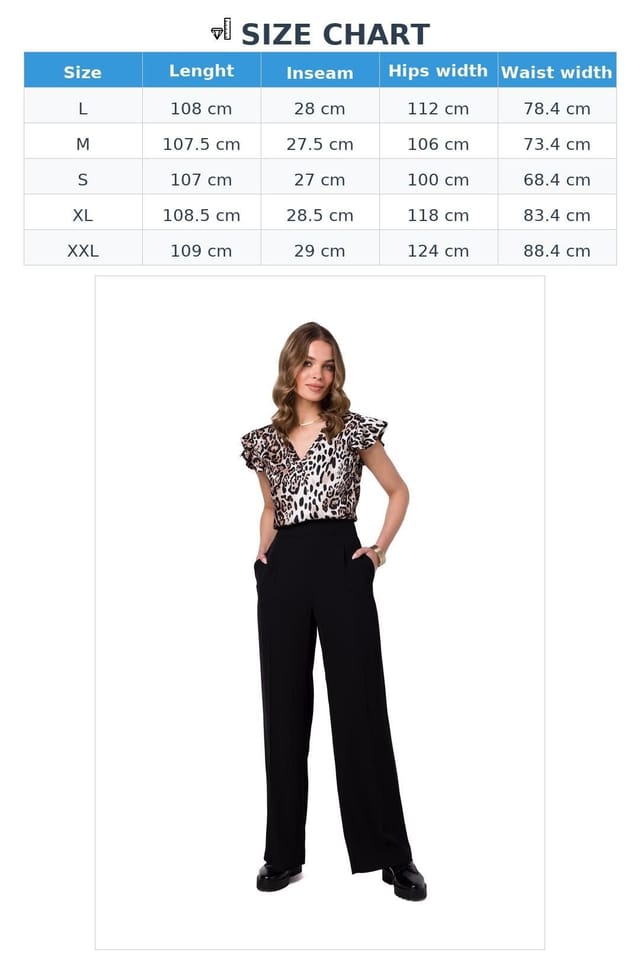 Love Lace Love Lace Women's Elegant Wide Leg Trousers with Waist Darts in Black - 3