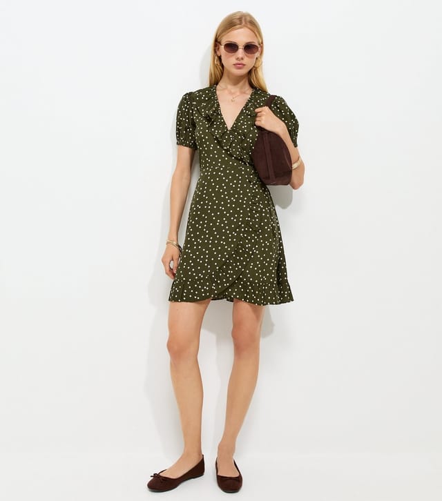New Look Women's Green Polka Dot Wrap Mini Dress New Look - 3
