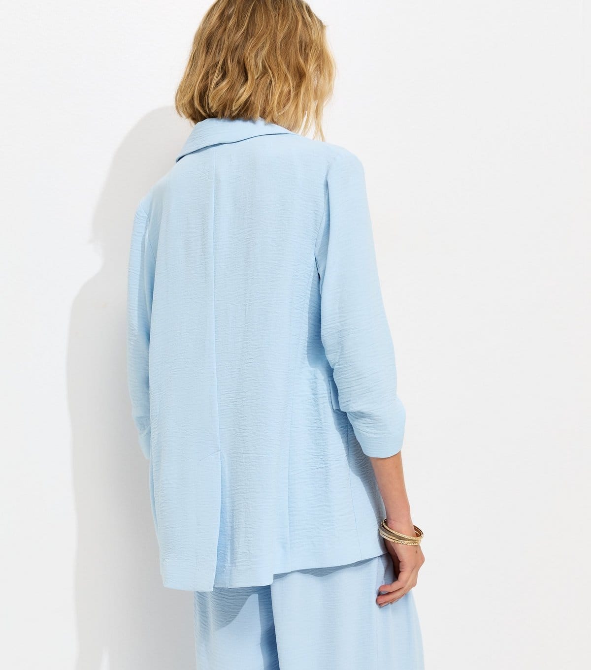 New Look Women's Light Blue Ruched Sleeve Blazer New Look - 4