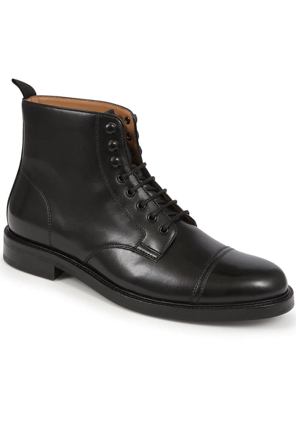 Jones Bootmaker Jones Bootmaker Men's Finch Leather Lace-Up Boots in Black