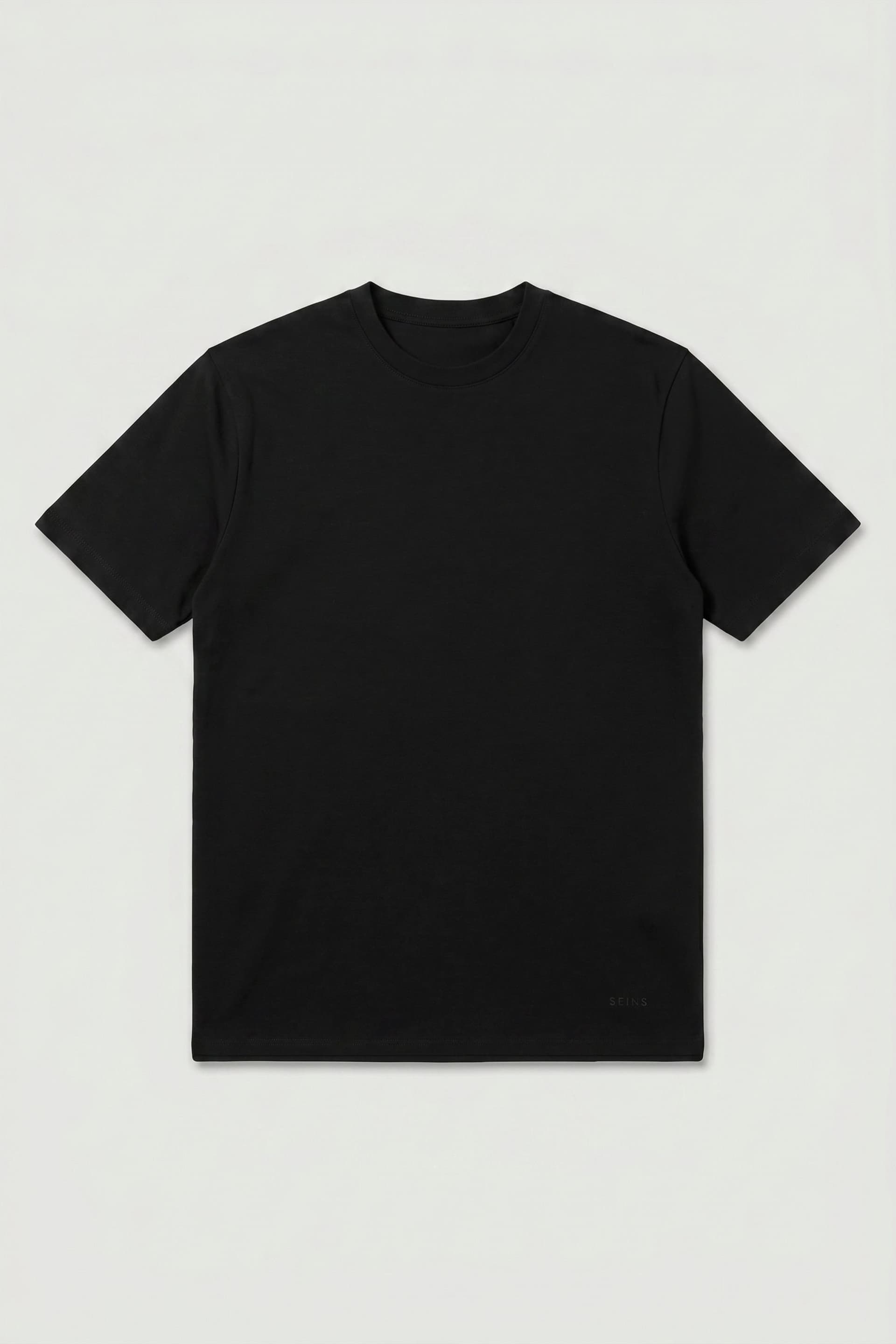 Seinse Seinses Men's Black Cotton Crew Neck T-Shirt