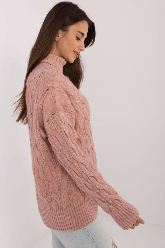 Love Lace Love Lace Women's Turtleneck Sweater Acrylic Polyester Polyamide Style 199643 in Pink - 2