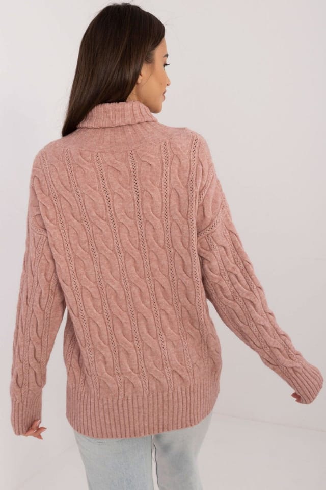 Love Lace Love Lace Women's Turtleneck Sweater Acrylic Polyester Polyamide Style 199643 in Pink - 3