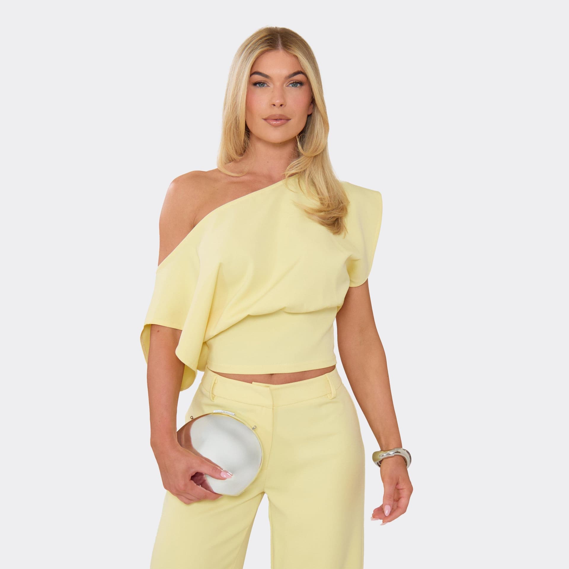 EGO EGO Lemon Jersey Off-Shoulder Slouchy Top