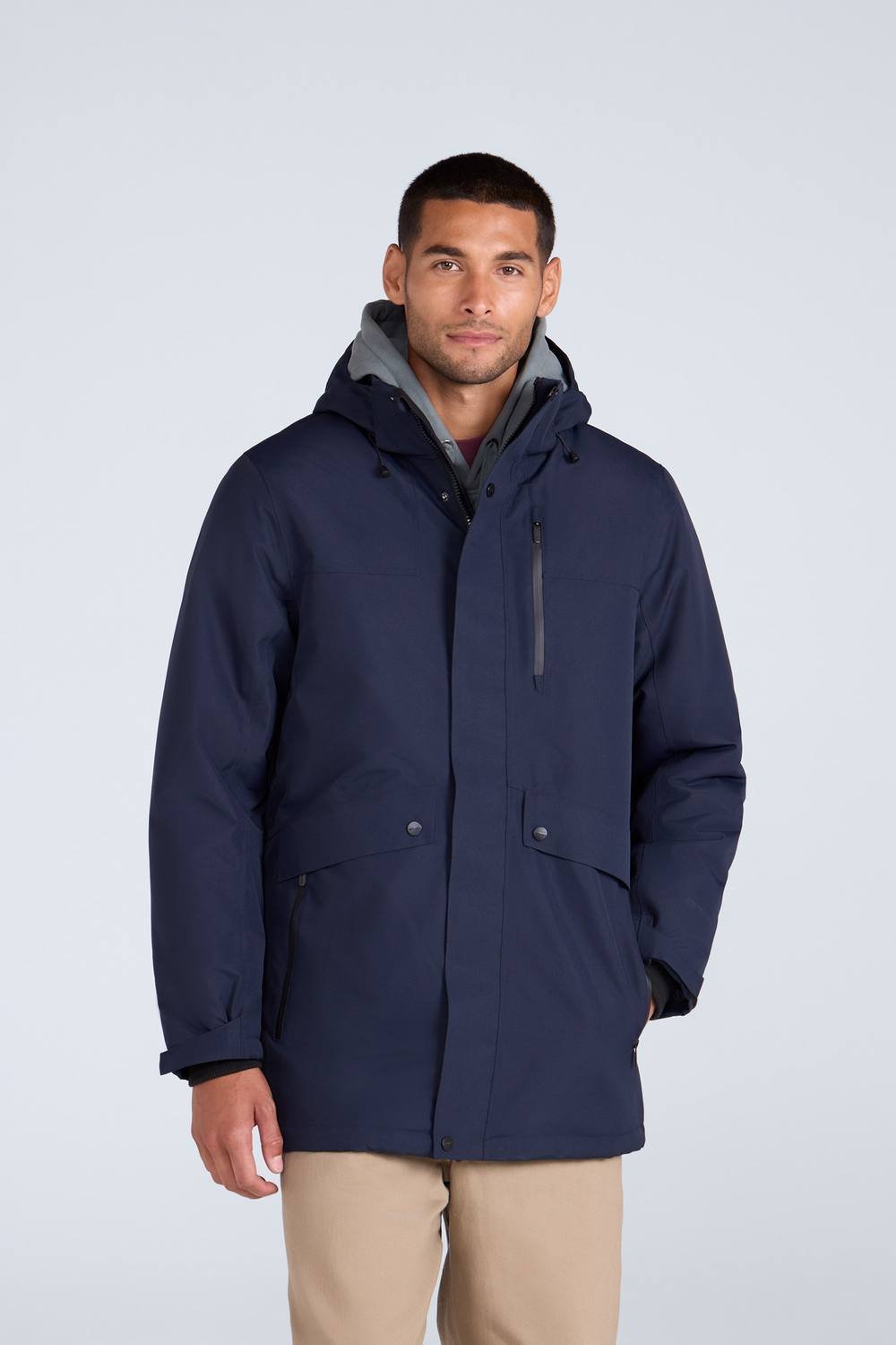 Animal Animal Men's 'Lisbon' Waterproof Breathable Side Pockets Taped Seams Thermal Parka in Navy - 4