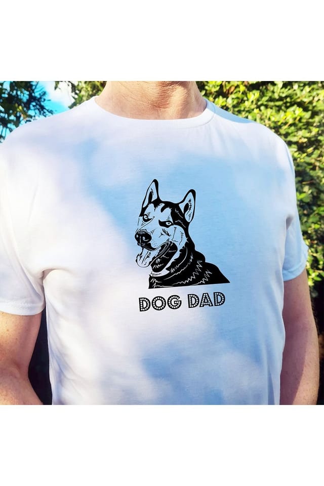 Afewhometruths Afewhometruths Men's Husky Dog Dad T-Shirt in White - 2