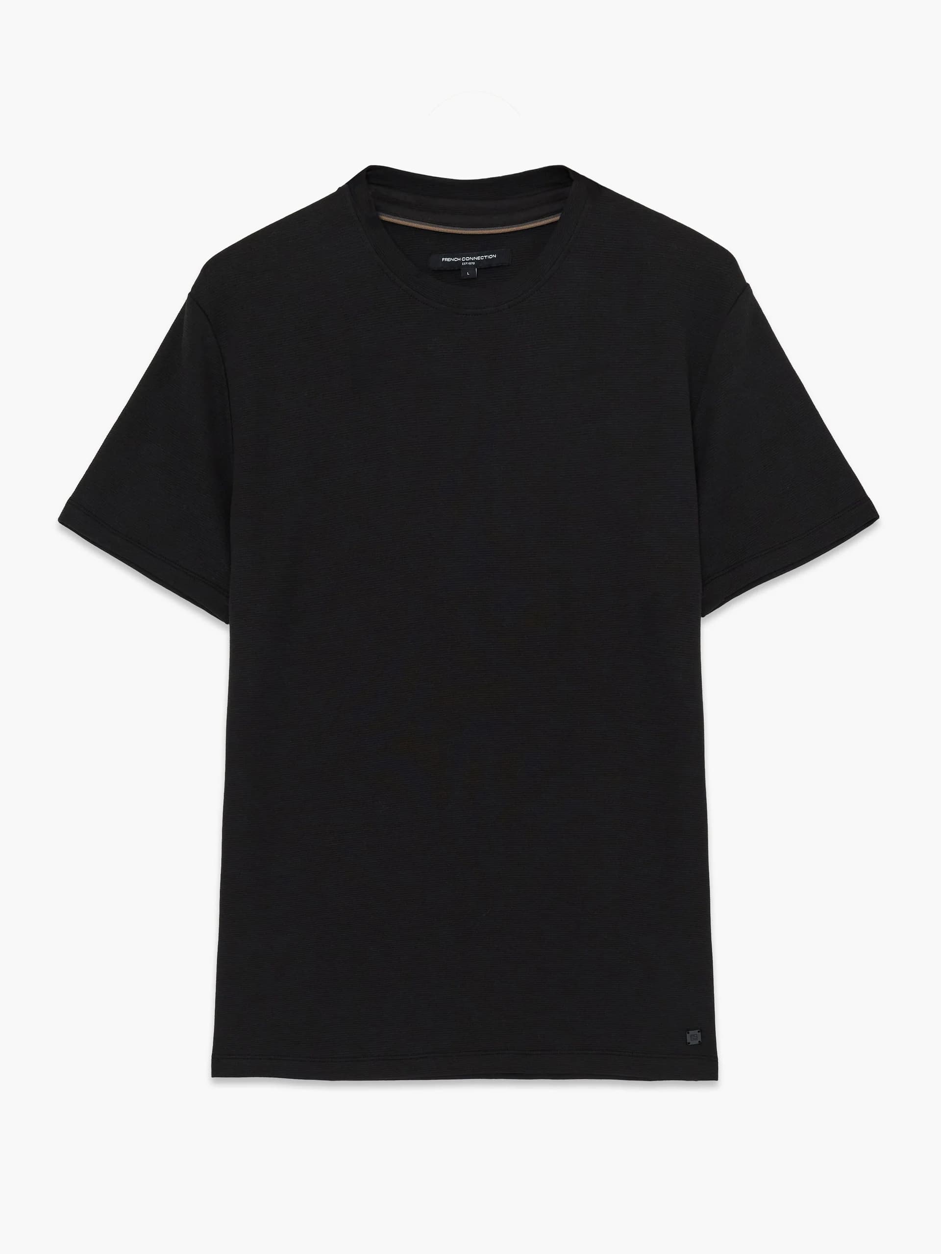 French Connection Black Micro Ottoman Crew Neck T-Shirt Black