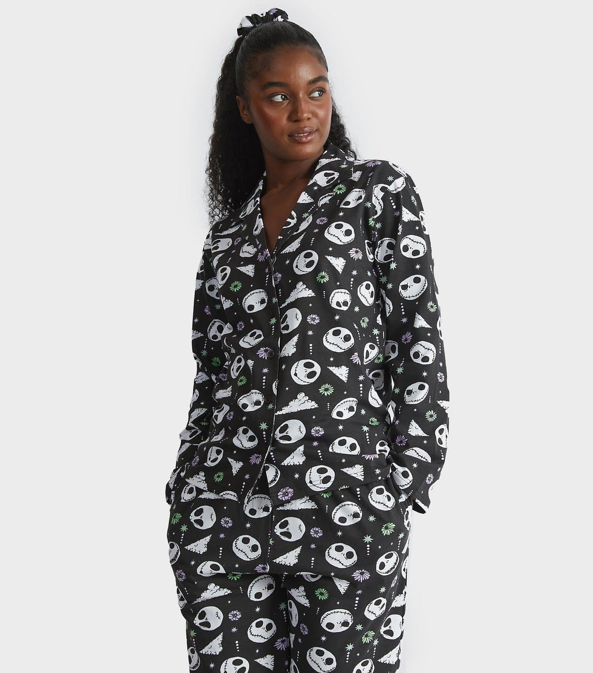 Skinnydip Women's Black Jack Skellington Print Shirt and Trousers Pyjama Set Skinnydip New Look