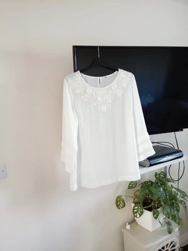 Vintage Dressing White Embroidered Blouse Top