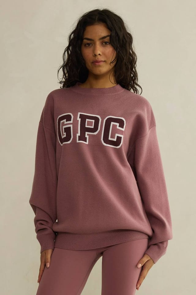 Gym + Coffee Gym + Coffee Women's Oversized Knit Crew Jumper Earth Brown in Light Brown - 2