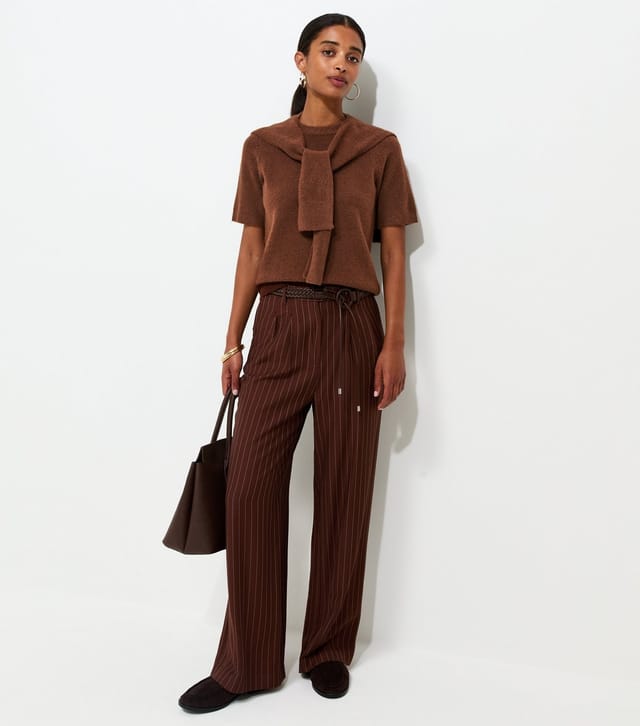 New Look Women's Brown Brushed Knit Scarf Detail Short Sleeve Top New Look - 3