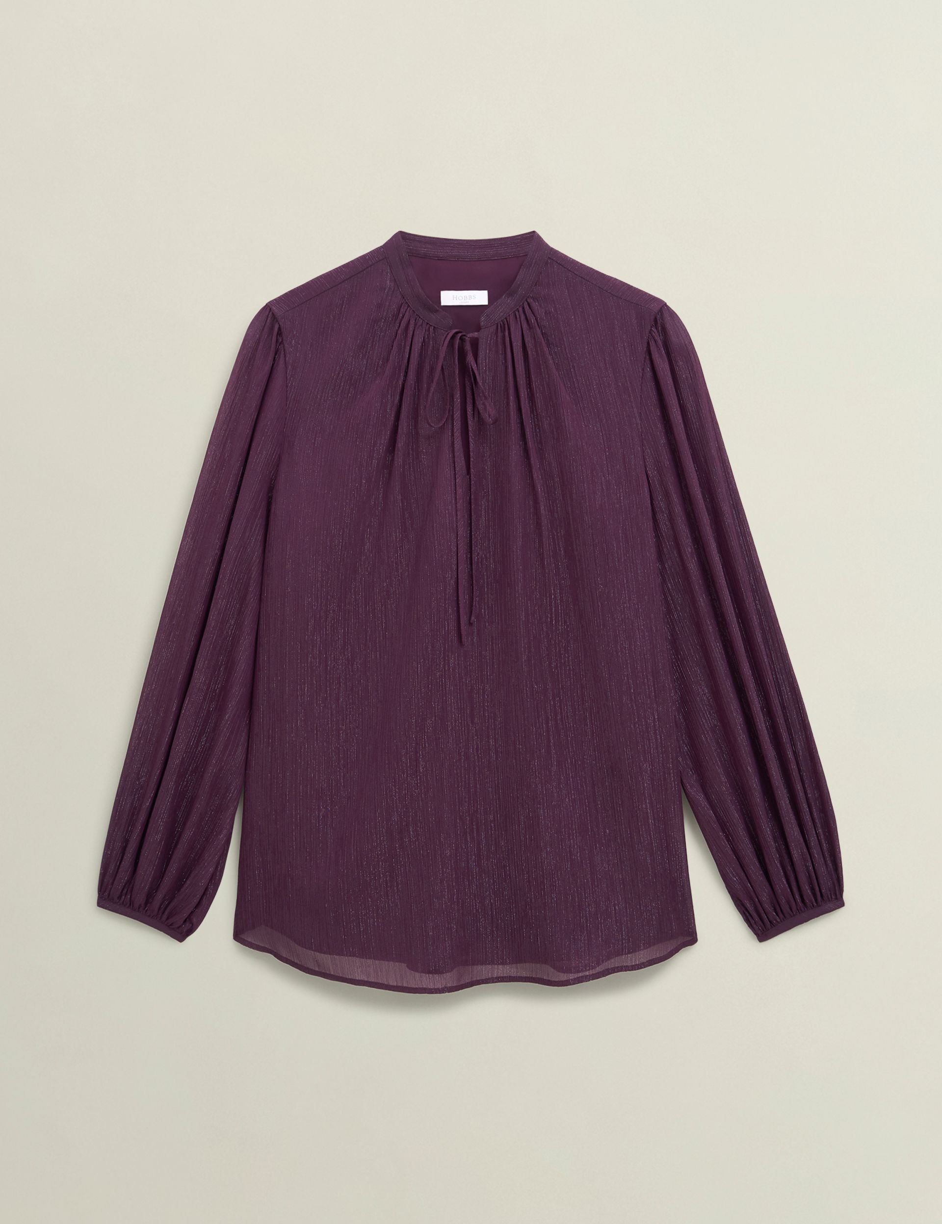 Hobbs London Hobbs London Women's Vivien Tie Neck Blouse in Aubergine - 2