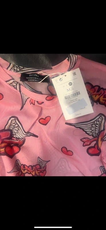Bershka Bershka Pink Tulle Mesh T-Shirt Size M