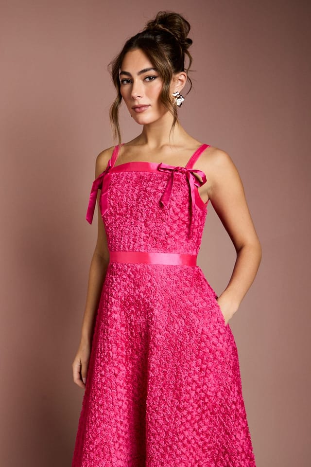 Coast Coast Women's 3D Flower Strappy Midi Dress in Pink - 2