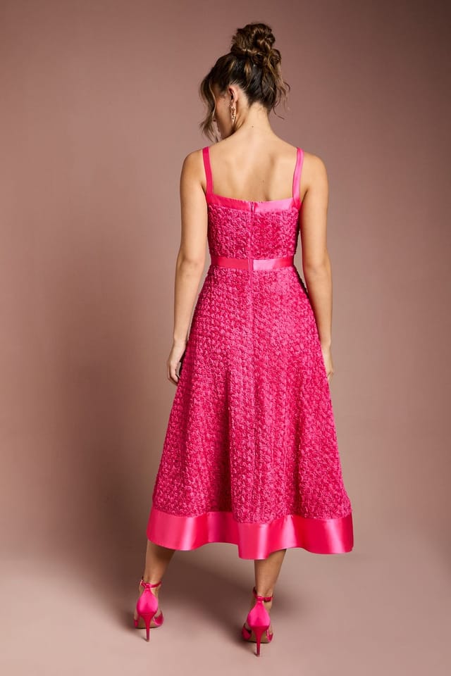 Coast Coast Women's 3D Flower Strappy Midi Dress in Pink - 3