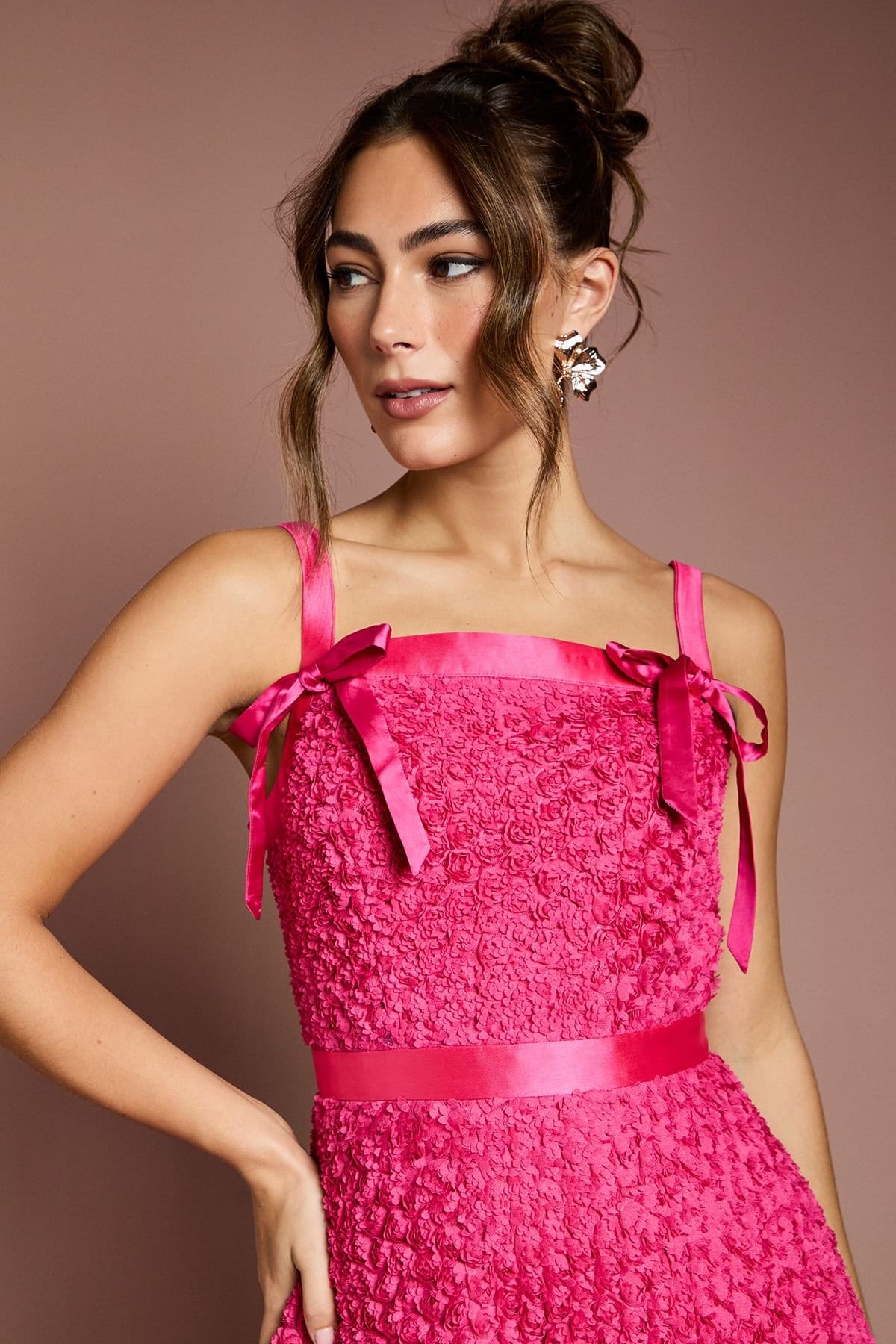 Coast Coast Women's 3D Flower Strappy Midi Dress in Pink - 4