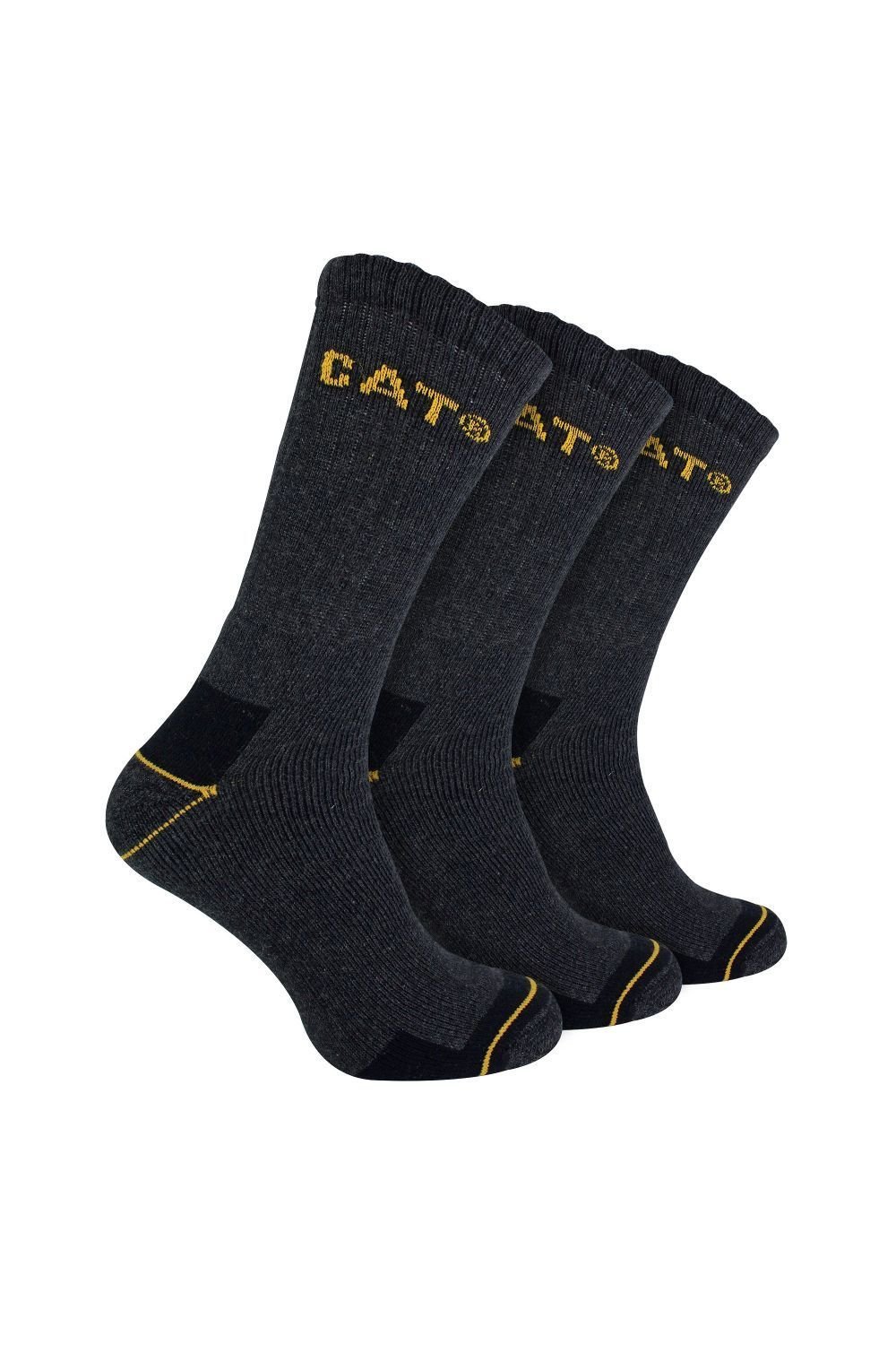CAT CAT Men's 3 Pack Real Work Socks with Cushioned Heel & Toe in Grey - 2