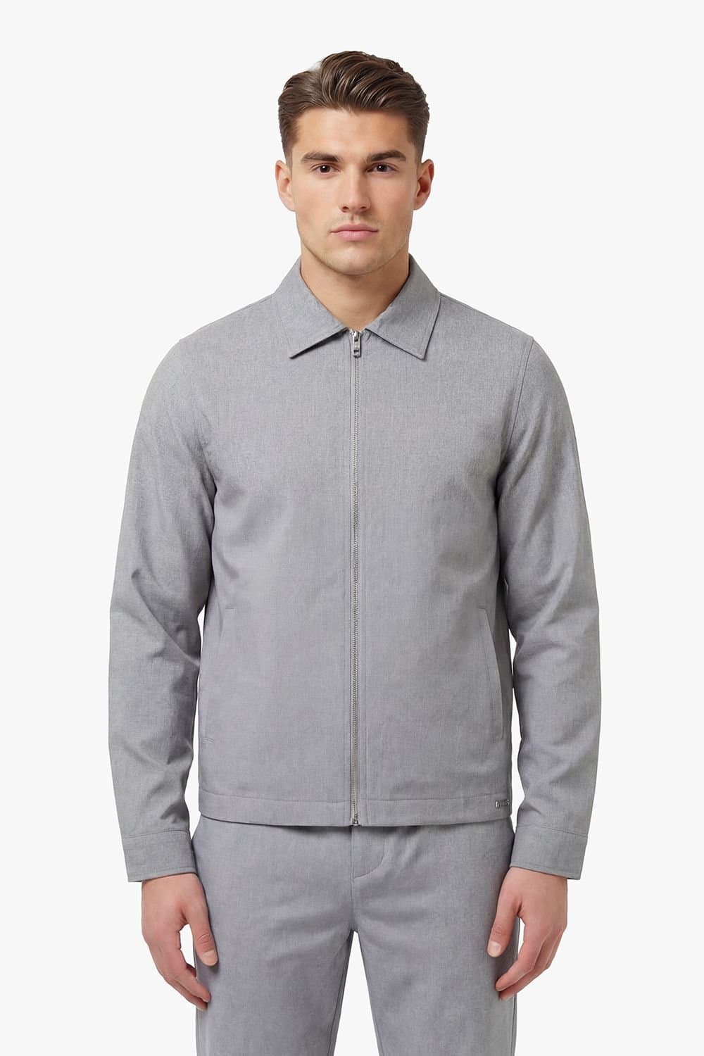 Luke 1977 Luke 1977 Men's Emery Smart Woven Zip Through Jacket in Mid Grey