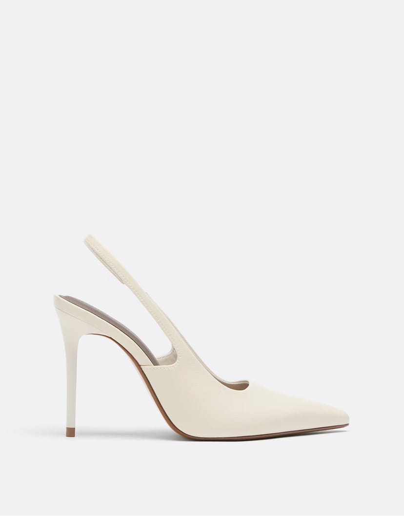 ASOS Stradivarius Slingback heeled shoes in ecru - 1