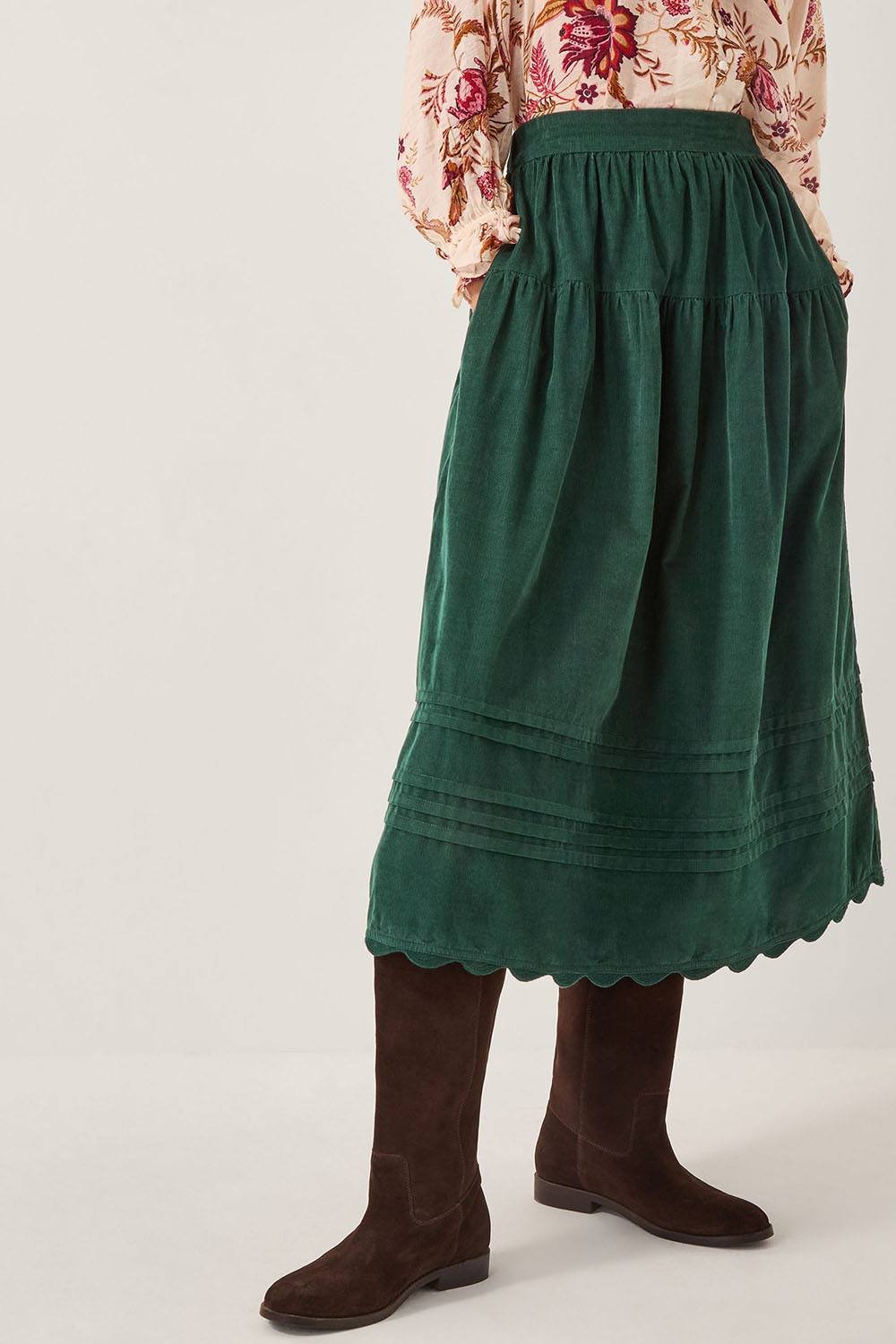 Monsoon Monsoon Women's Mina Corduroy Midi Skirt Green - 2