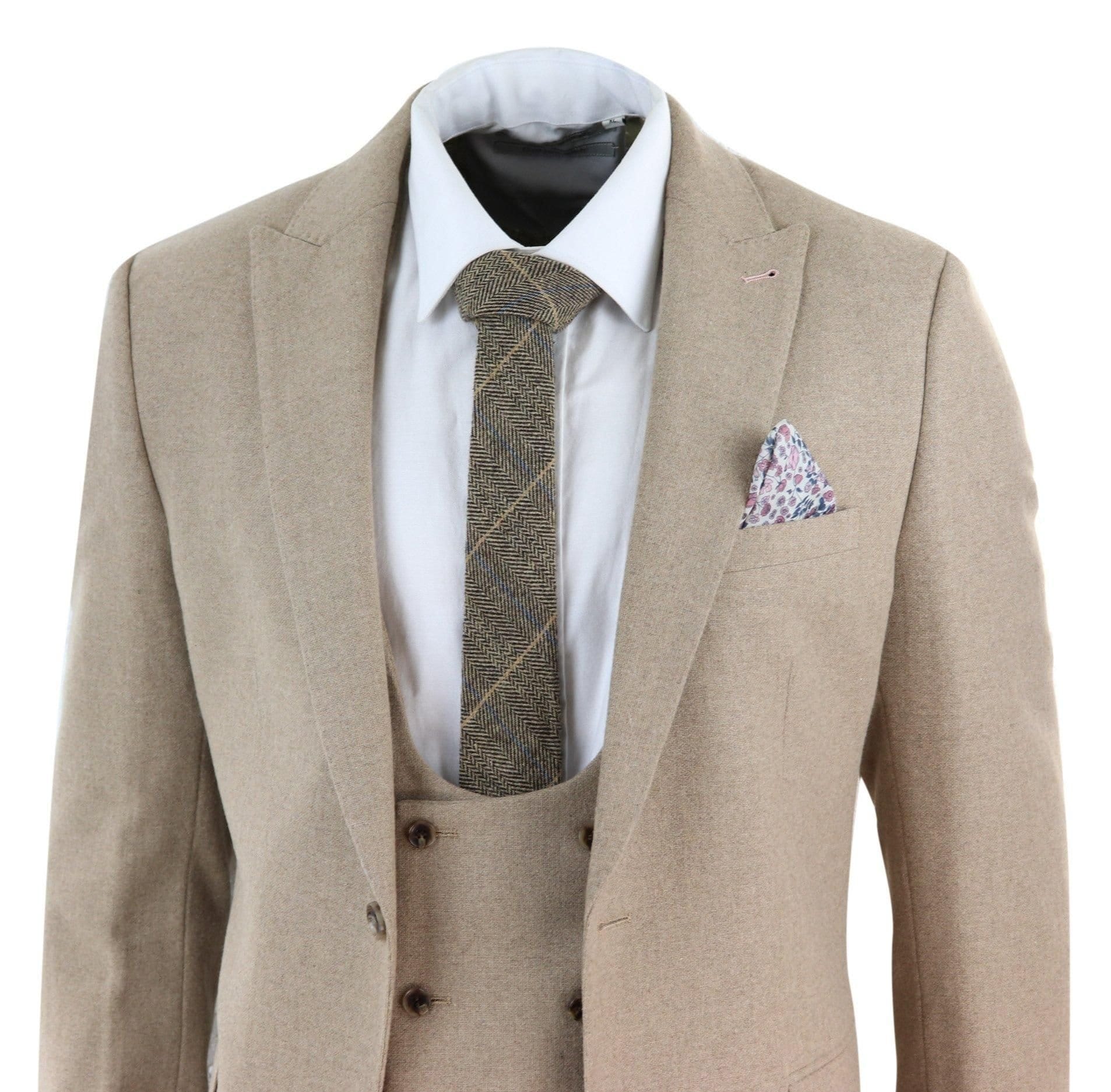 Harry Brown Harry Brown Men's 3 Piece Suit Tan Brown Double Breasted in Camel - 4