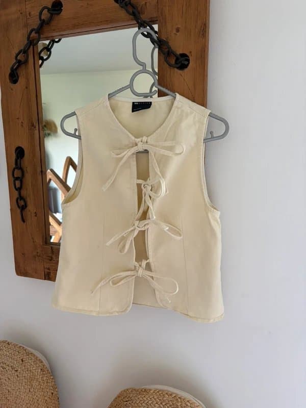 ASOS Cream waistcoat with bow detail