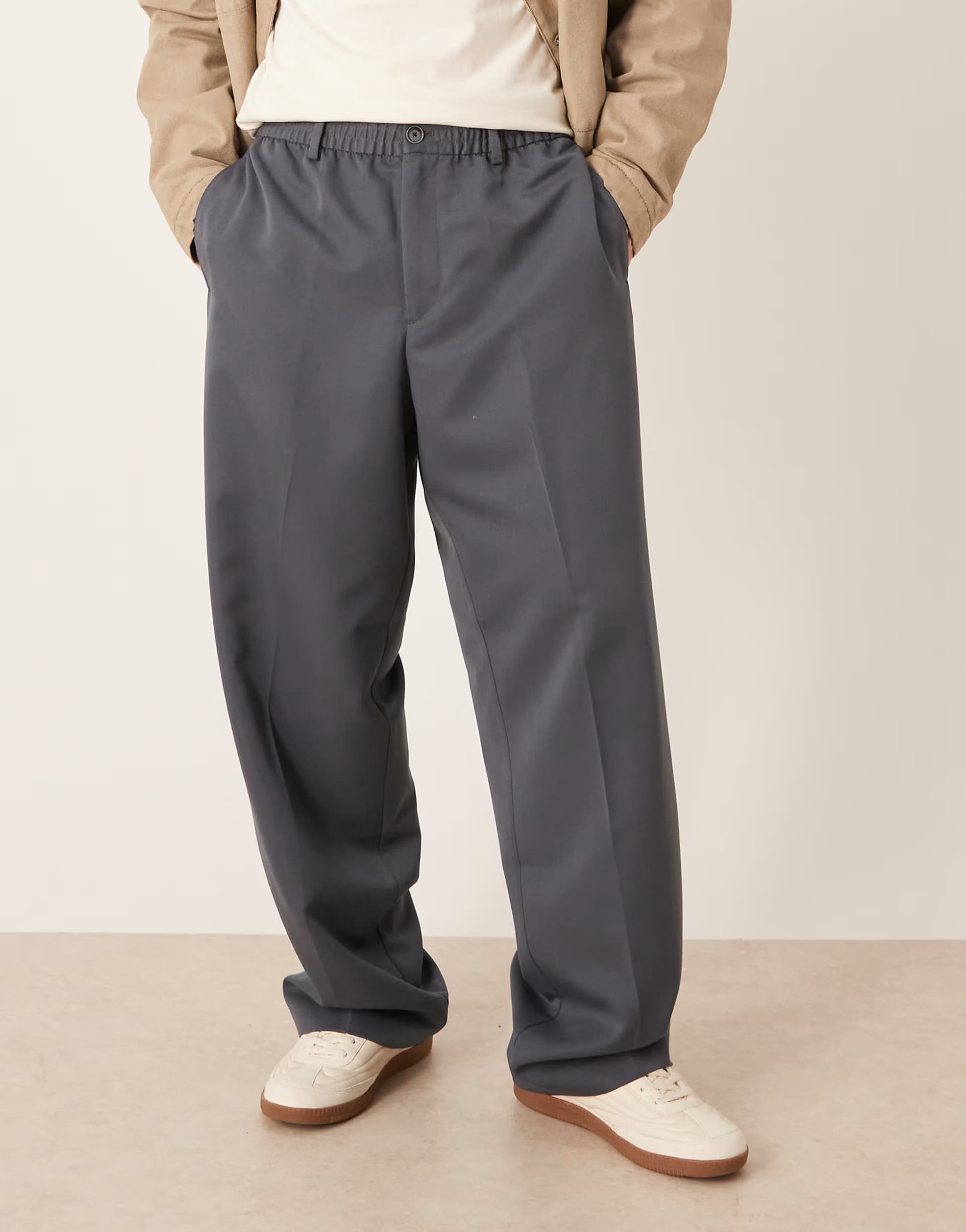 ASOS ASOS DESIGN smart wide leg jogger in dark grey