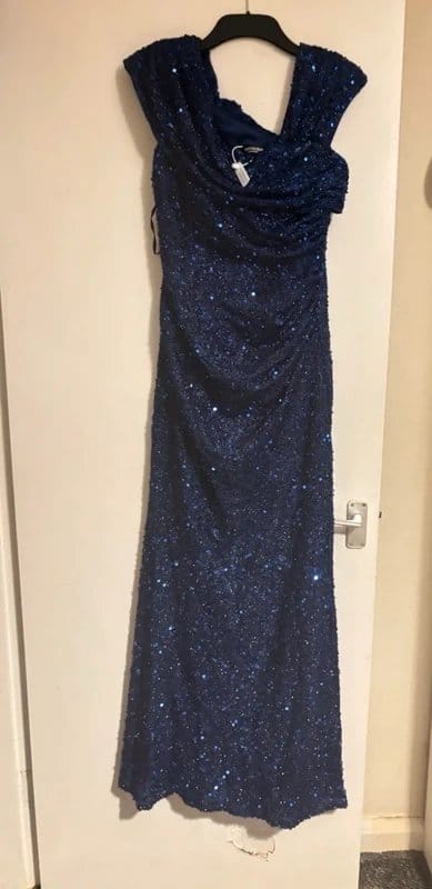 unithorse Quiz beautiful blue sequin, sparkly evening party /prom dress size S - 1